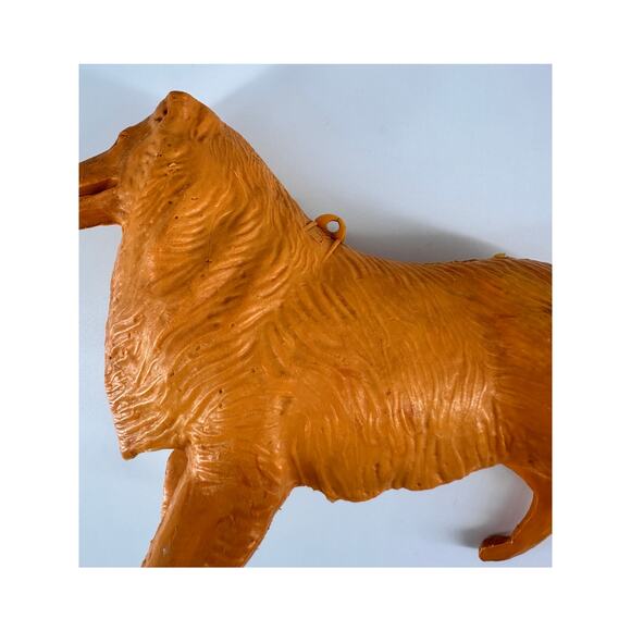 Vintage 1956 Plas-Trix Lassie Collie Dog Plastic Figure 10" Long Hollow Toy - Picture 5 of 5